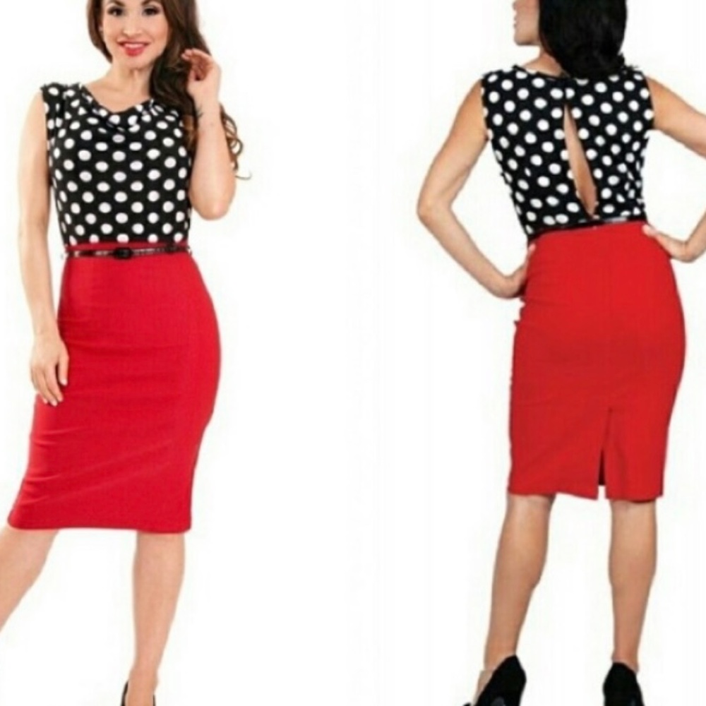 RockSteady Ramona pinup polka dot pencil dress